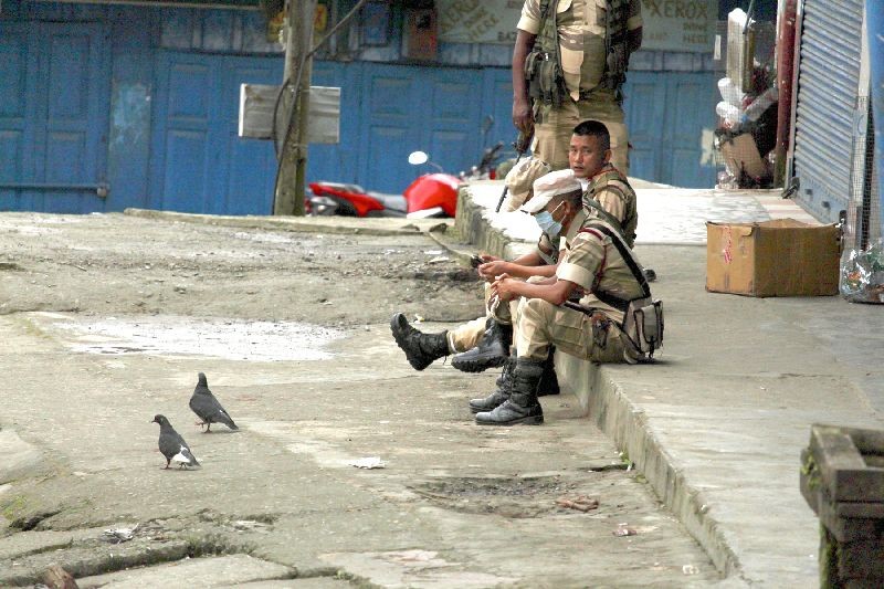 IRB personnel on duty near Police Point Bazaar, Tuensang. (Morung file Photo)